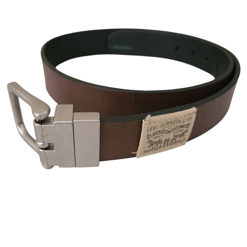 levi strauss & co youth kids brown black faux leather belt size M (26-28)